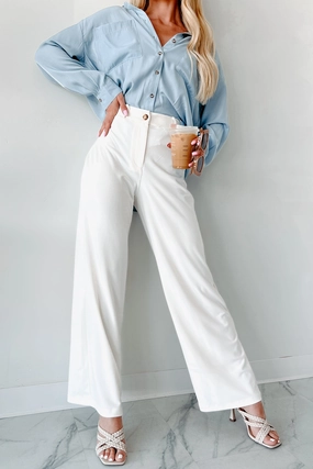 Working Together Wide Leg Pants (Off White) Non Slip Waist Grip breathable panels