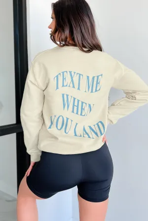 When You Land Double-Sided Graphic Sweatshirt (Taupe) Loose Sweater