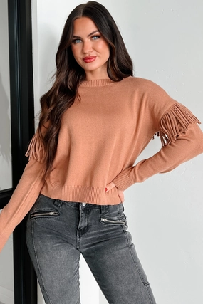 HiddenZipper Wyoming Winters Fringe Sweater (Camel)