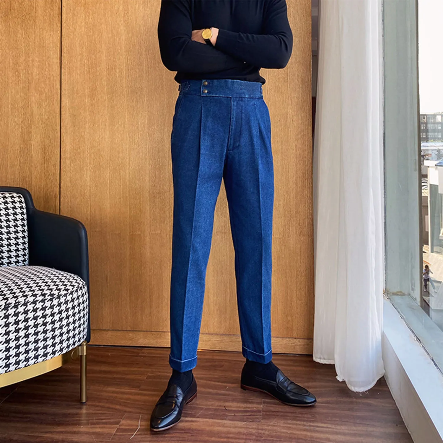 xiangtuibao - Gentleman casual business denim trousers