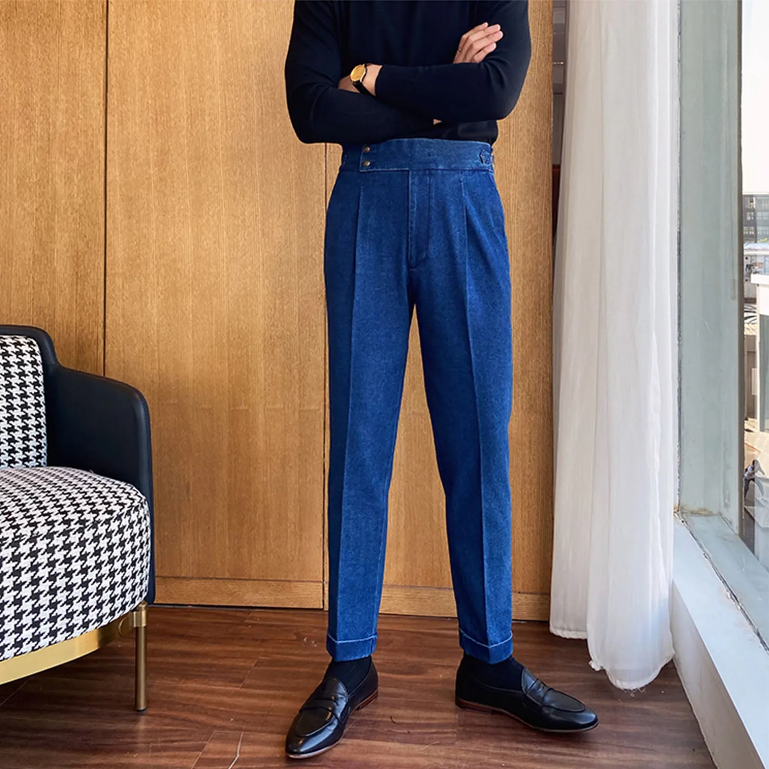 xiangtuibao - Gentleman casual business denim trousers