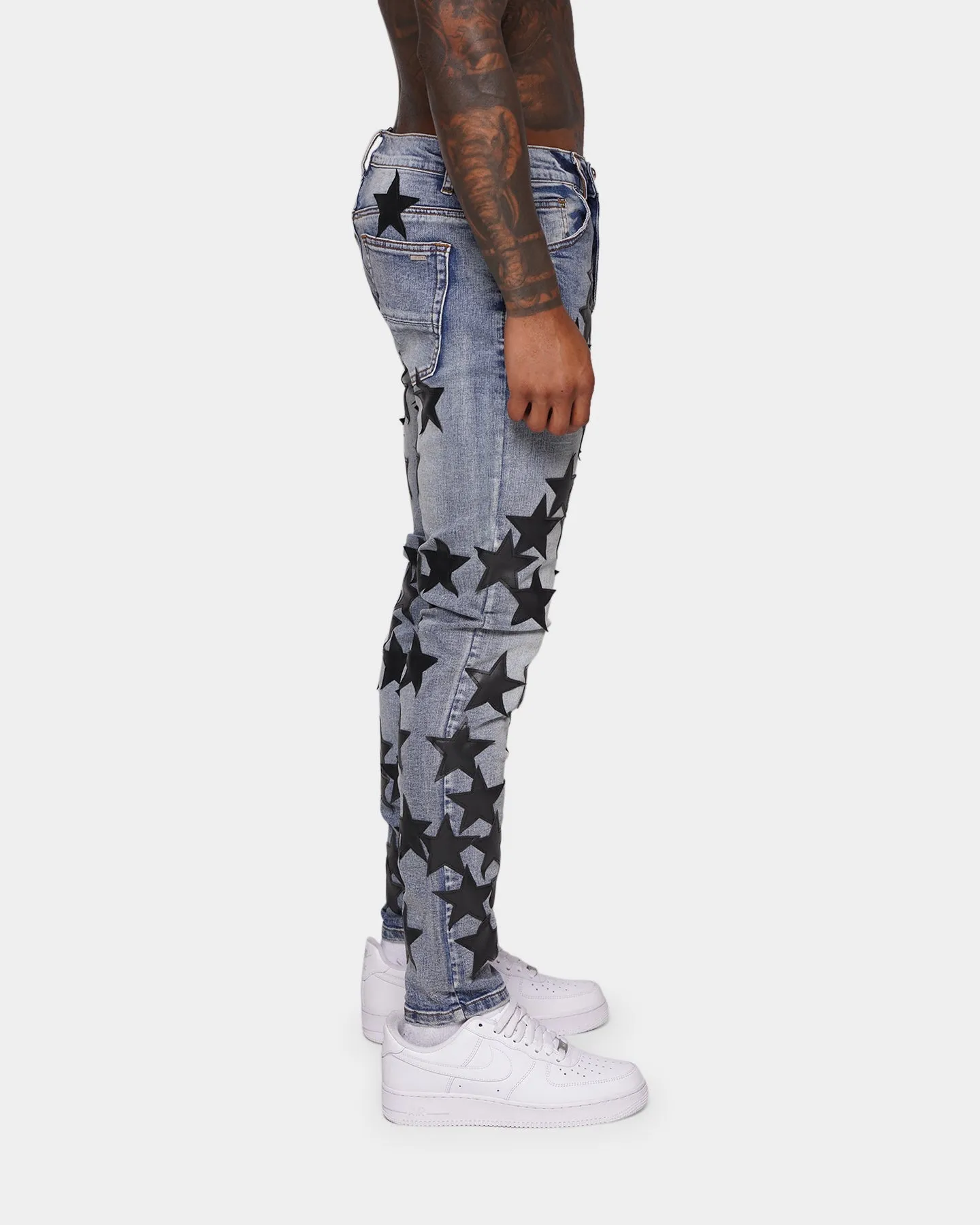 XXIII Star Leather Patch Jeans Blue/Black