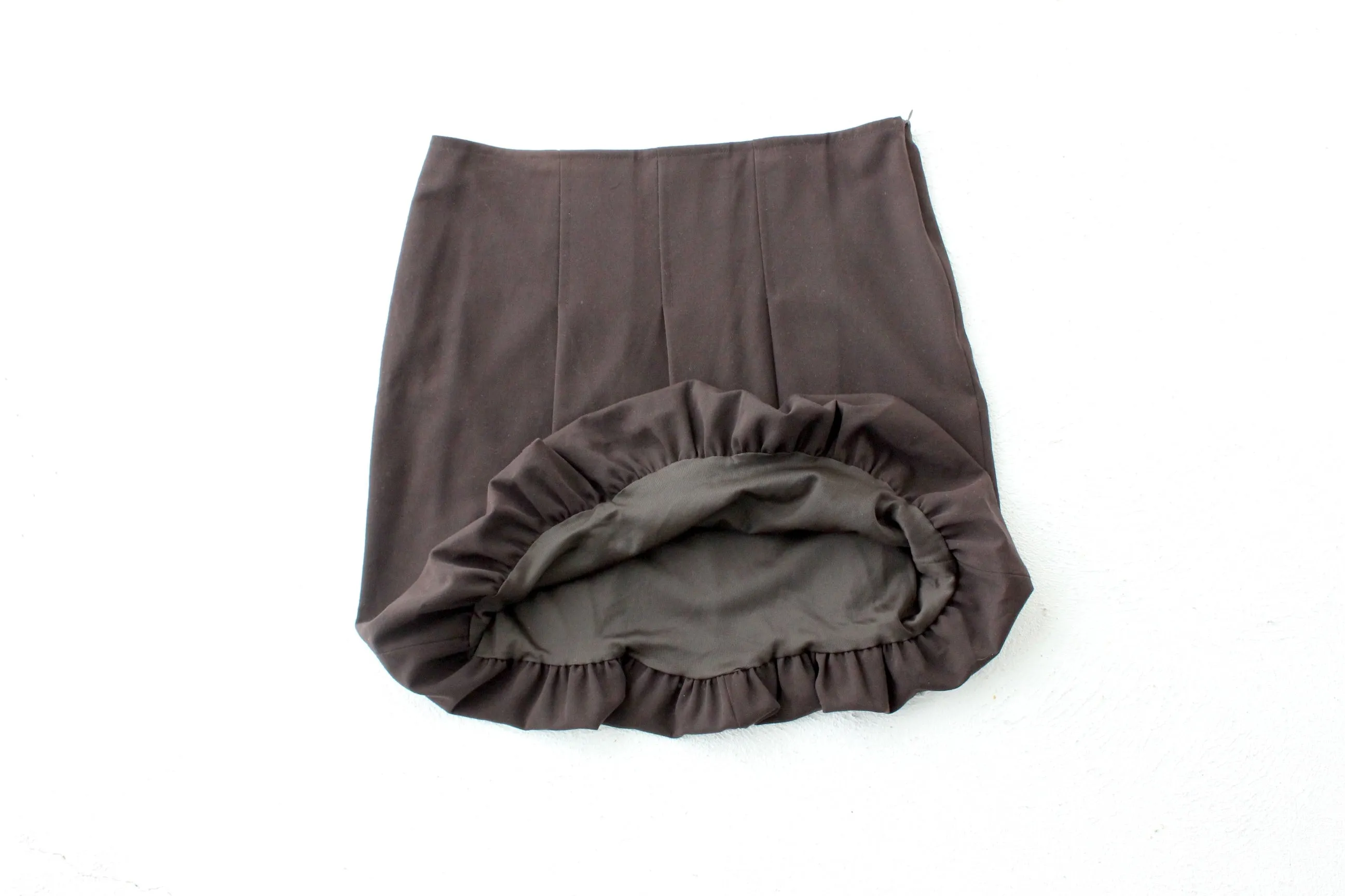 Y2K Chocolate Bubble Hem Mini Skirt