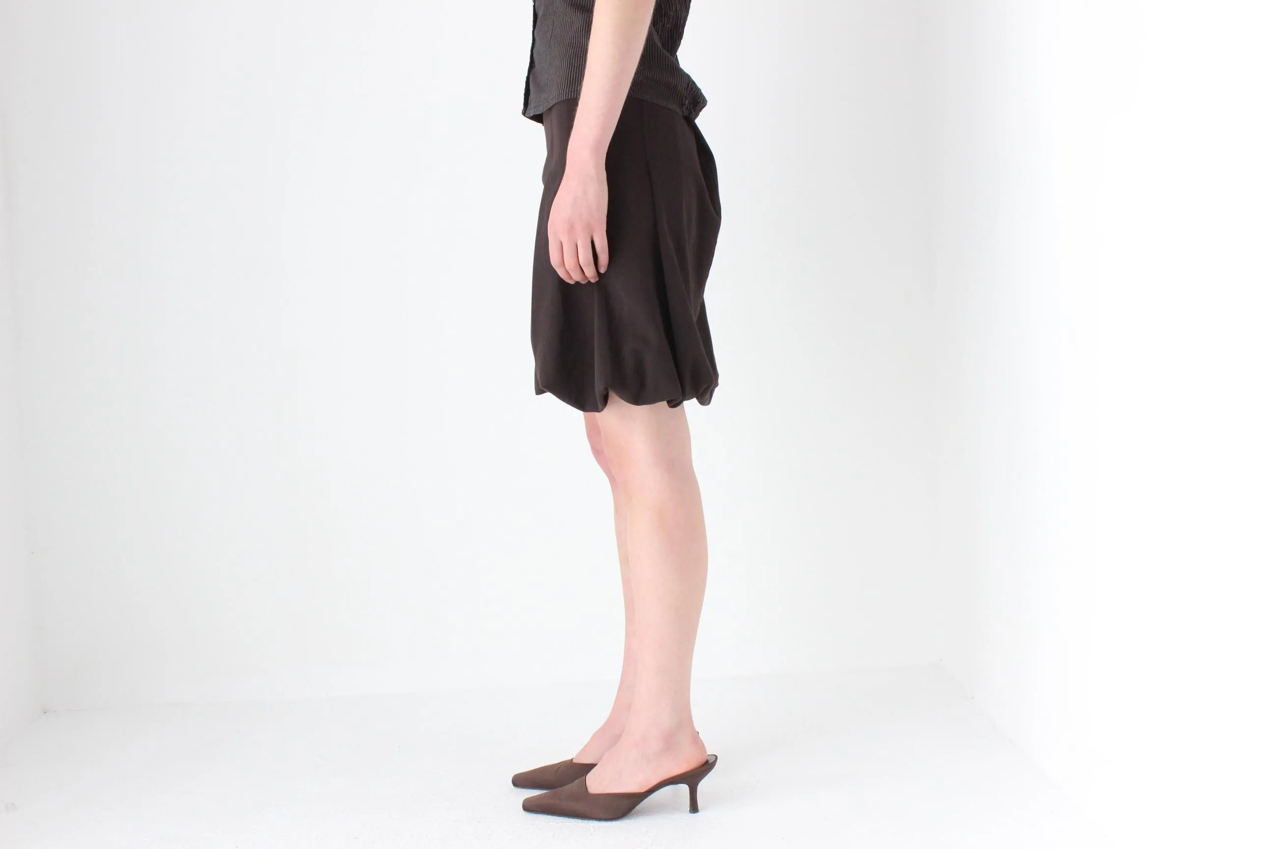 Y2K Chocolate Bubble Hem Mini Skirt
