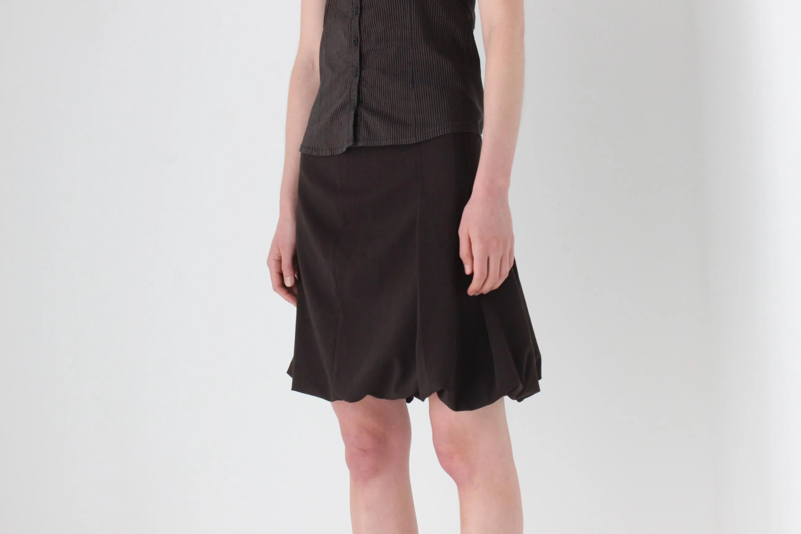 Y2K Chocolate Bubble Hem Mini Skirt