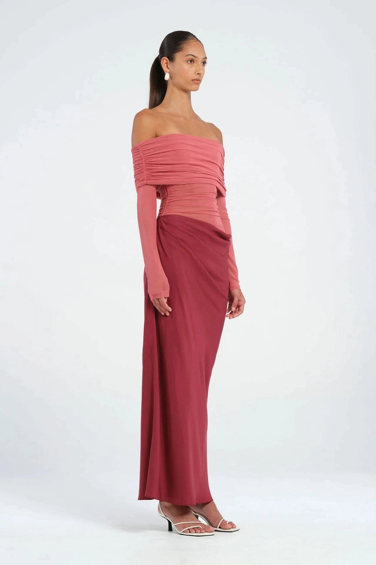 Yasmin Off Shoulder Dress Redwood Modern Finish