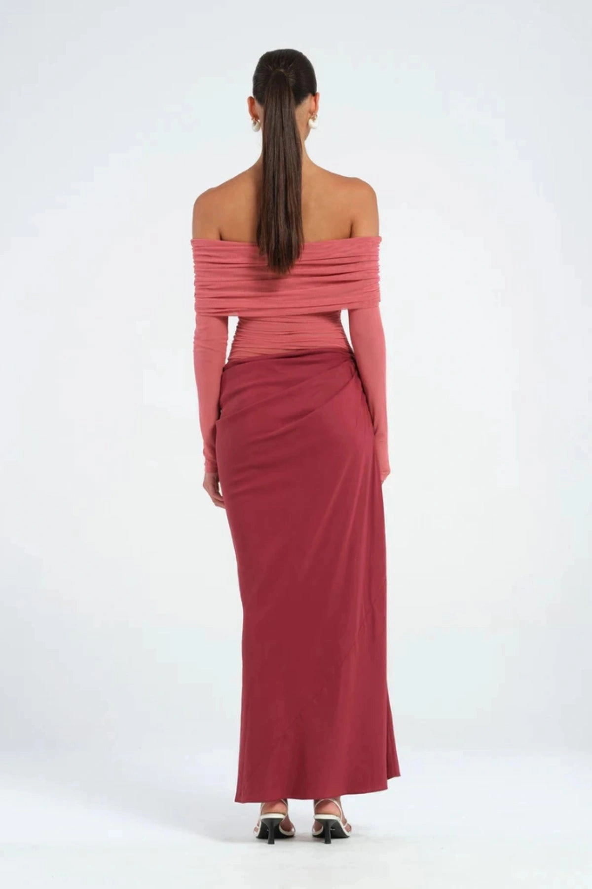 Anytime Fit Yasmin Off Shoulder Dress Redwood