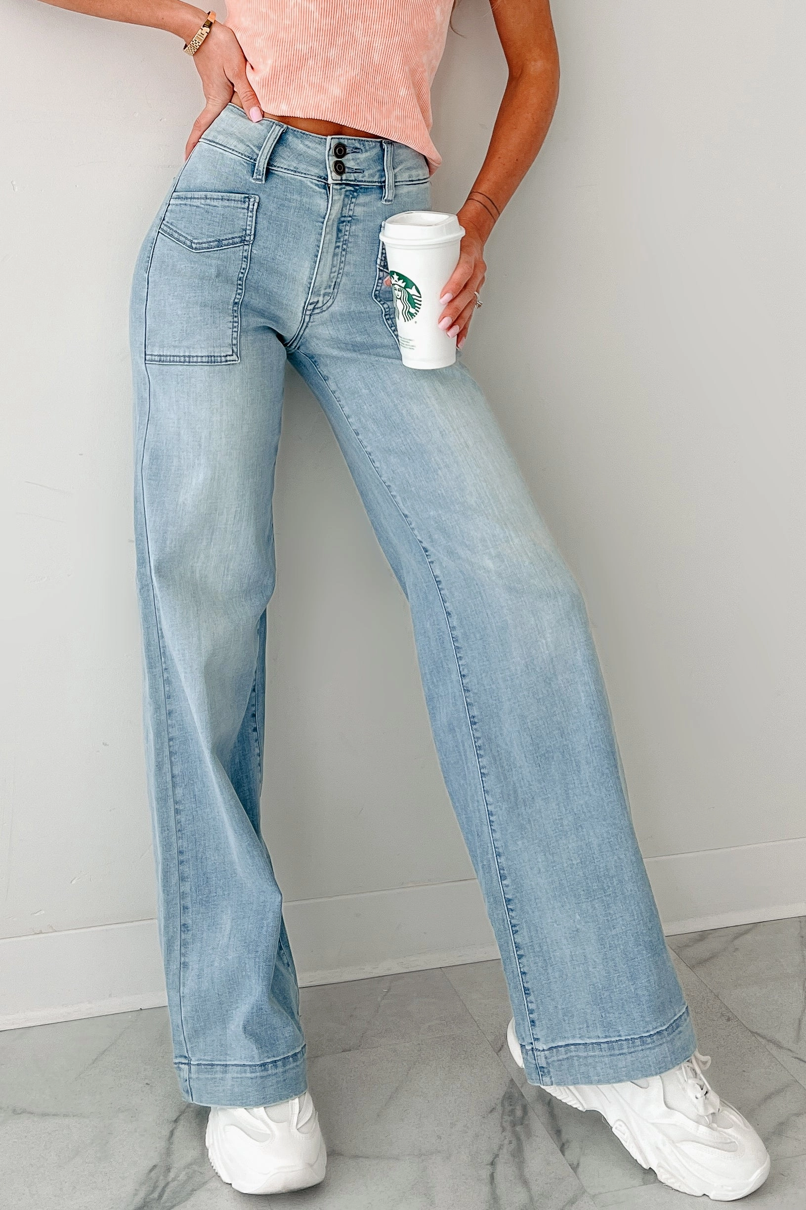 Zella High Rise Wide Leg Eunina Jeans (Medium) Urban Cool