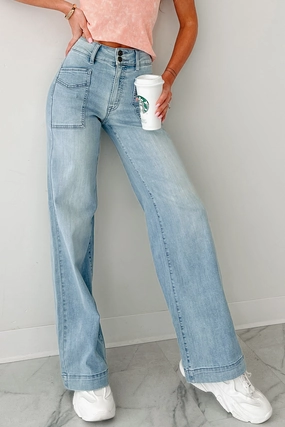 Zella High Rise Wide Leg Eunina Jeans (Medium) Urban Cool