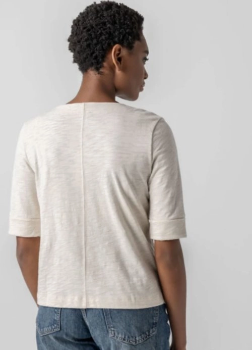 Non Restrictive Fit Cuffed Sleeve Split Neck Canvas