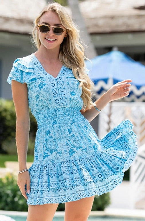 Zoey Dress / Turquoise Detachable-Detail Comfort waistband